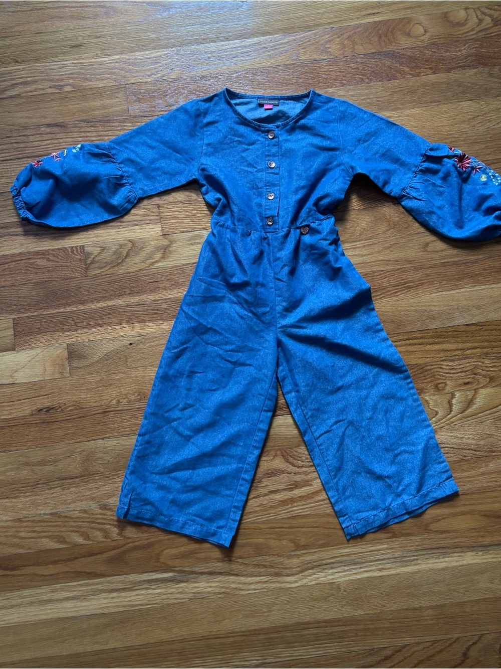 Vince Camuto girls embroidered denim jumpsuit like New